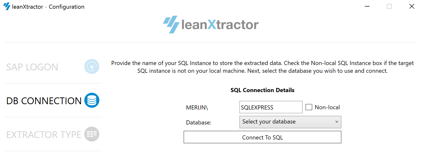 SAP data extractor - Connect to SQL Server
