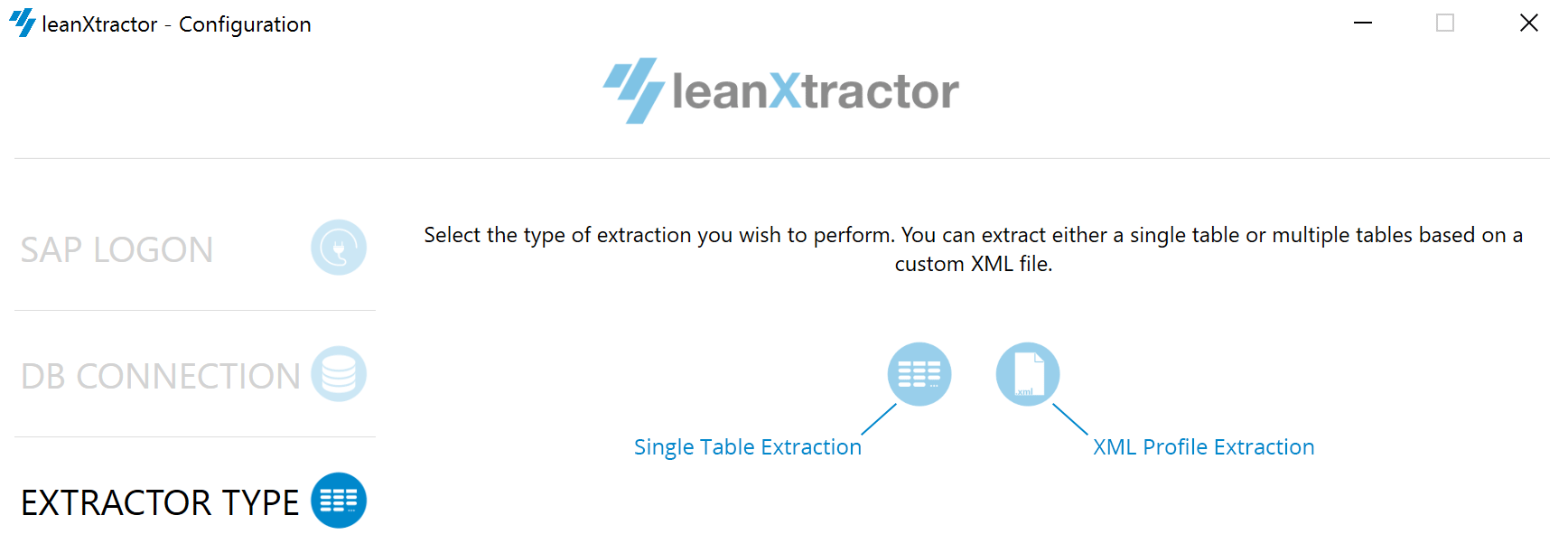 LeanXtractor - extraction type