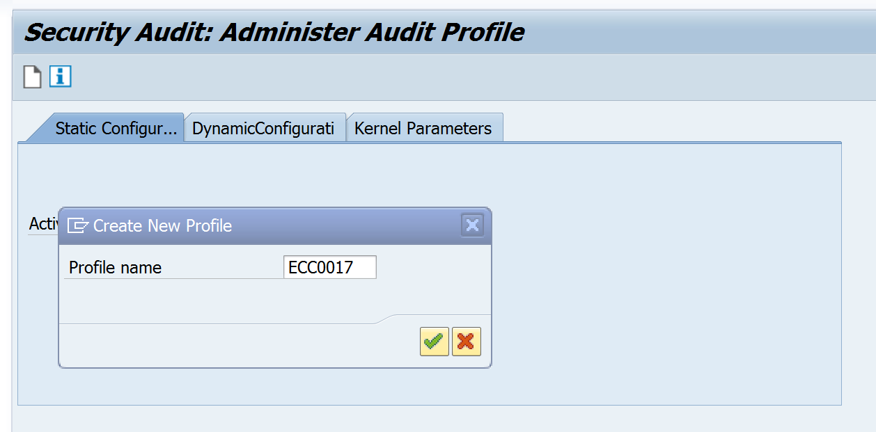 SAP - name new audit profile