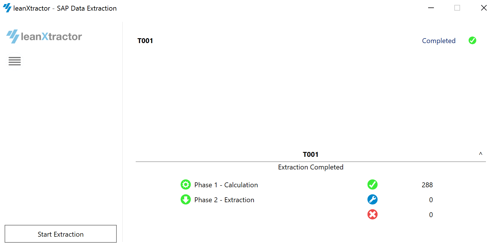 SAP data extractor progress