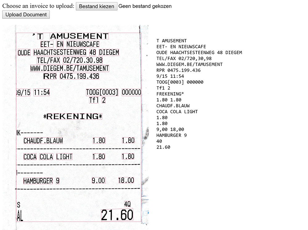 ocr text recognistion on expense receipt